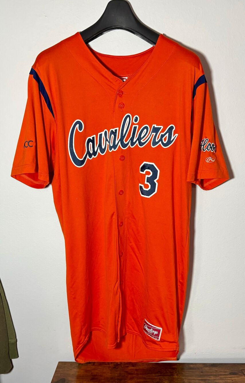 Vintage Virginia Cavaliers UVA #3 Orange Rawlings Baseball Jersey Sewn On Sz 44